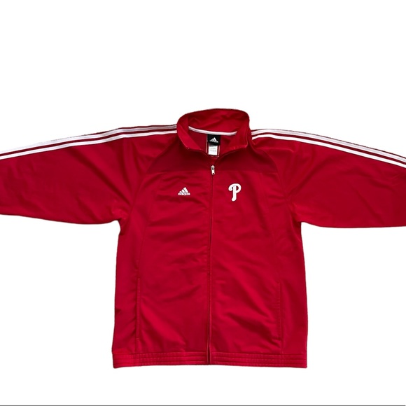 Mens Red & White ADIDAS Philadelphia Phillies Zip-up Sports Jacket
